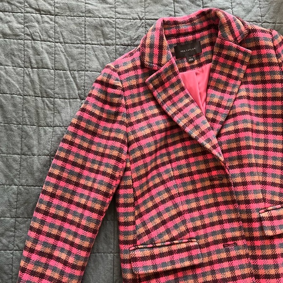 Ann Taylor Chesterfield Checked Coat S - Picture 5 of 7